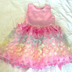 Girls Sz 7 pink butterfly dress